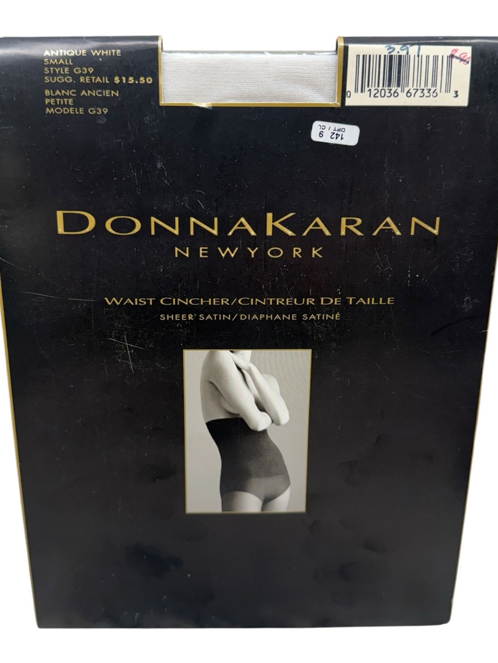 Donna Karan New York Waist Cincher Sheer Satin Pantyhose Small Antique White